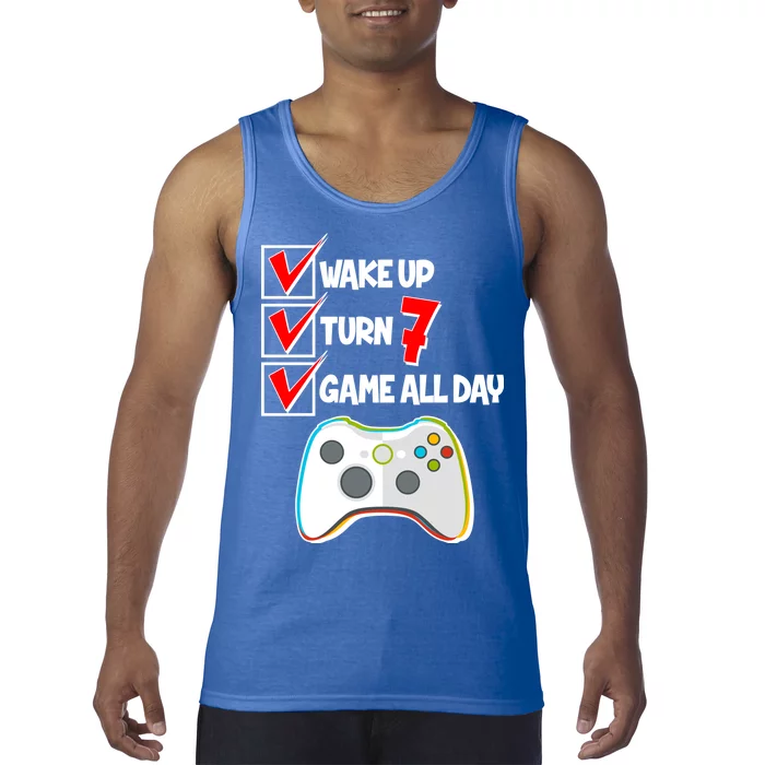 Wake Up Turn Seven Game All Day 7th Birthday Tank Top