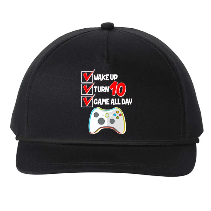 Wake Up Turn Ten Game All Day 10th Birthday Snapback Five-Panel Rope Hat