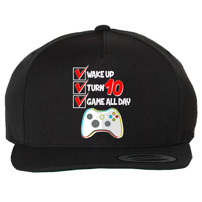 Wake Up Turn Ten Game All Day 10th Birthday Wool Snapback Cap