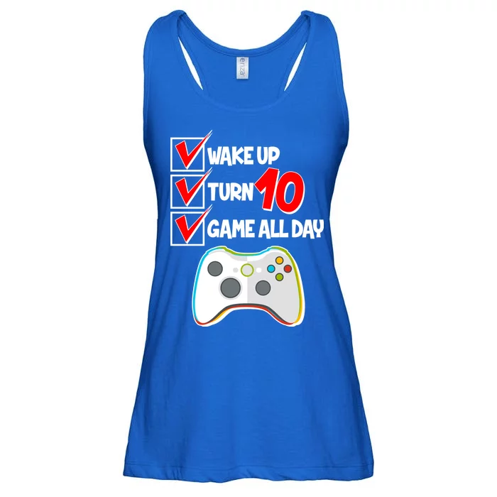 Wake Up Turn Ten Game All Day 10th Birthday Ladies Essential Flowy Tank