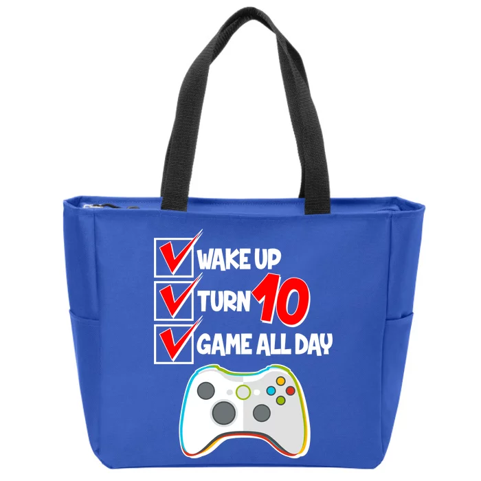 Wake Up Turn Ten Game All Day 10th Birthday Zip Tote Bag