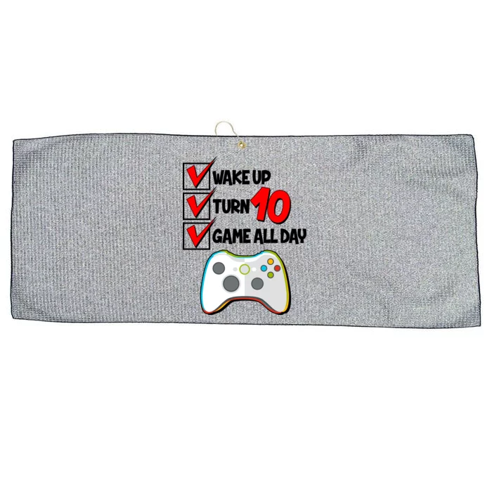 Wake Up Turn Ten Game All Day 10th Birthday Large Microfiber Waffle Golf Towel