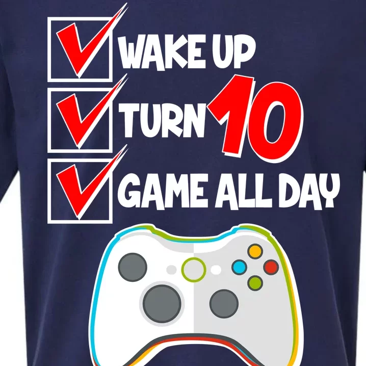 Wake Up Turn Ten Game All Day 10th Birthday Sueded Cloud Jersey T-Shirt