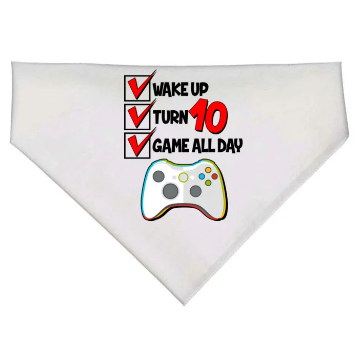 Wake Up Turn Ten Game All Day 10th Birthday USA-Made Doggie Bandana