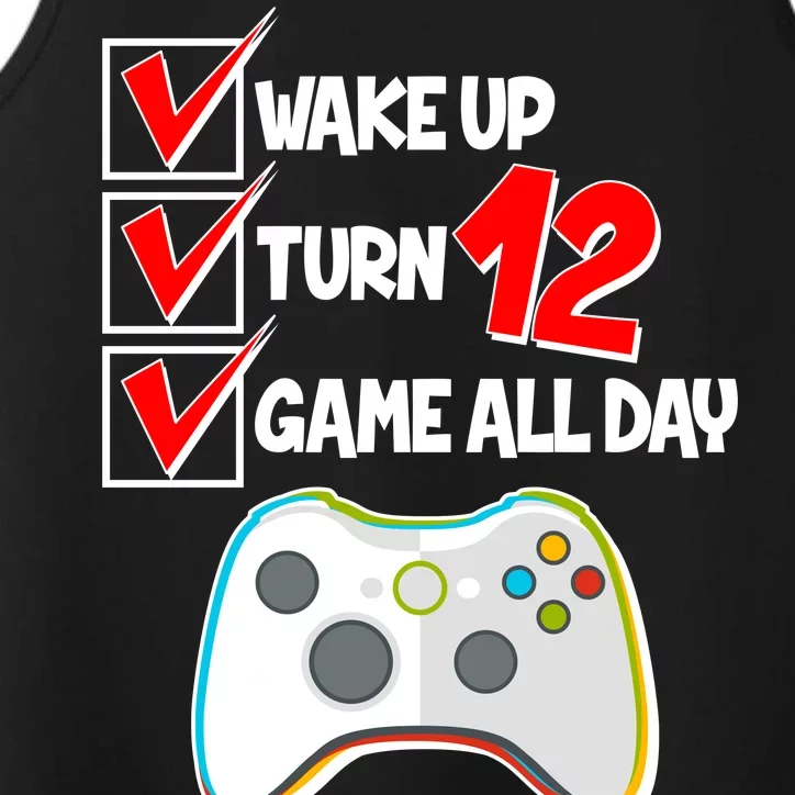 Wake Up Turn Twelve Game All Day 12th Birthday Performance Tank