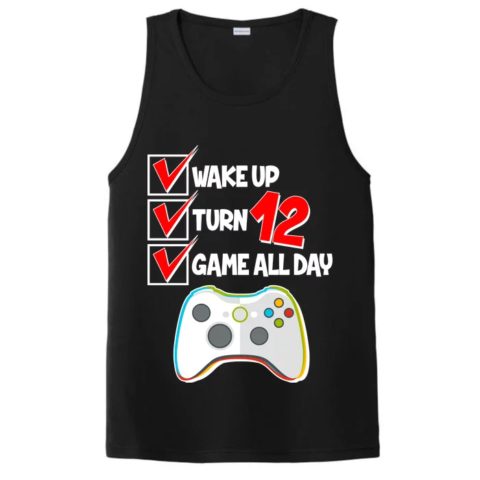 Wake Up Turn Twelve Game All Day 12th Birthday Performance Tank