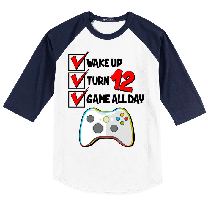 Wake Up Turn Twelve Game All Day 12th Birthday Baseball Sleeve Shirt