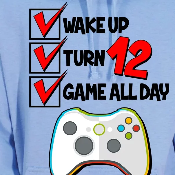 Wake Up Turn Twelve Game All Day 12th Birthday Unisex Surf Hoodie