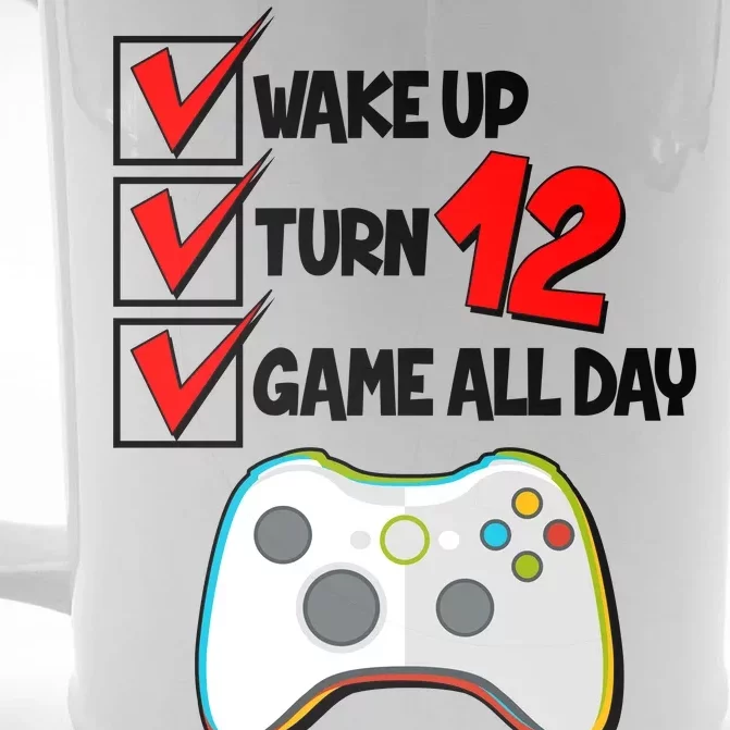 Wake Up Turn Twelve Game All Day 12th Birthday Front & Back Beer Stein