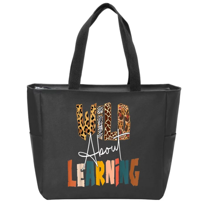 Wild About Learning Animals Teacher Student Leopard Zip Tote Bag