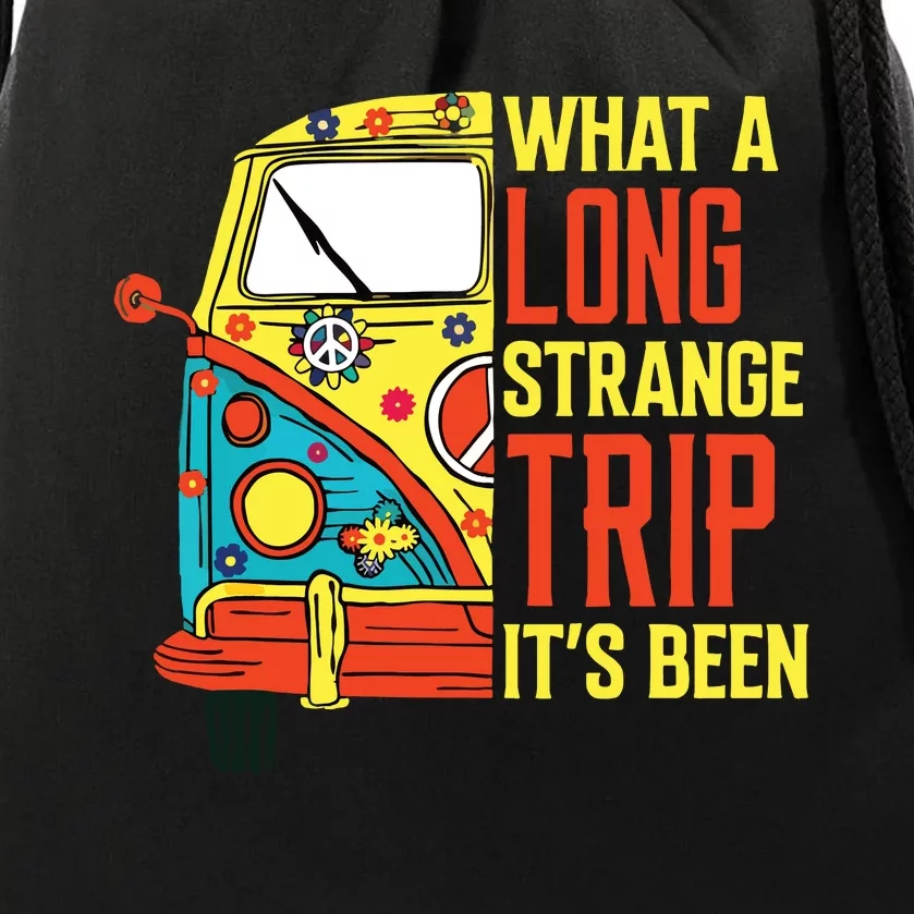 What A Long Strange Trip Its Been 70s Hippie Camping Lover Drawstring Bag