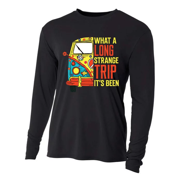 What A Long Strange Trip Its Been 70s Hippie Camping Lover Cooling Performance Long Sleeve Crew