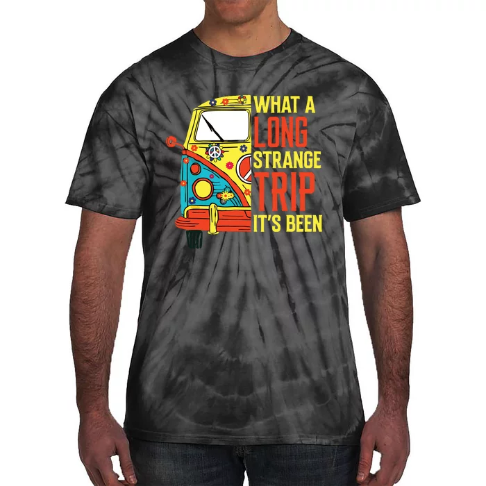 What A Long Strange Trip Its Been 70s Hippie Camping Lover Tie-Dye T-Shirt