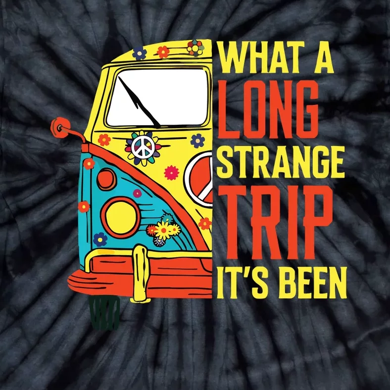 What A Long Strange Trip Its Been 70s Hippie Camping Lover Tie-Dye T-Shirt