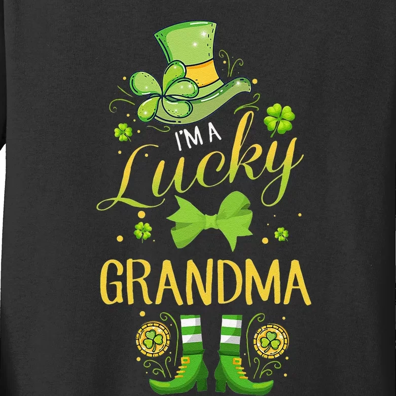 WoI'm A Lucky Grandma St Patty's Day Gift For Grandmother Kids Long Sleeve Shirt