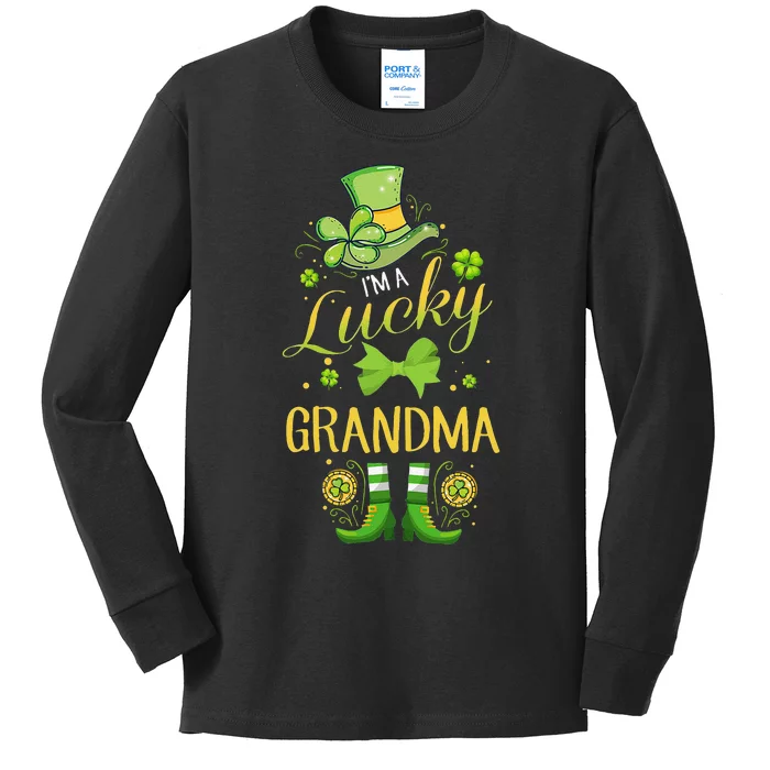 WoI'm A Lucky Grandma St Patty's Day Gift For Grandmother Kids Long Sleeve Shirt