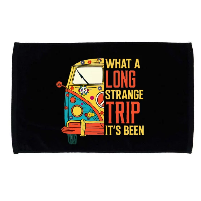 What A Long Strange Trip ItS Been 70s Hippie Camping Lover Microfiber Hand Towel