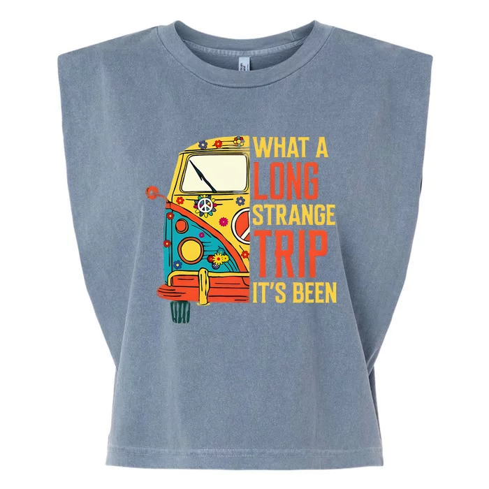 What A Long Strange Trip ItS Been 70s Hippie Camping Lover Garment-Dyed Women's Muscle Tee