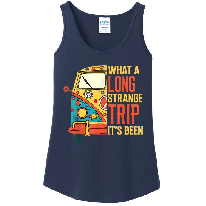 What A Long Strange Trip ItS Been 70s Hippie Camping Lover Ladies Essential Tank