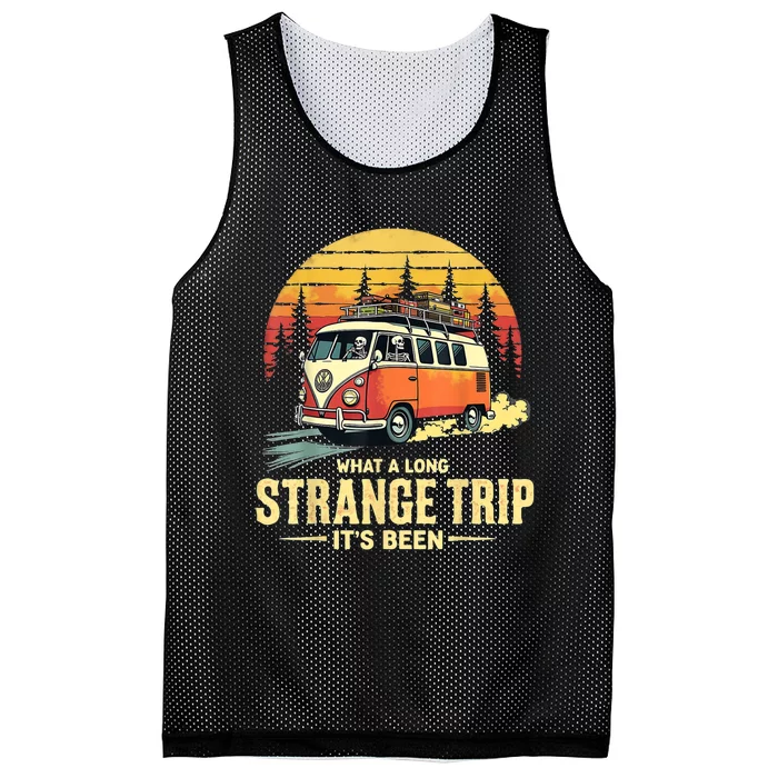 What A Long Strange Trip ItS Been 70s Hippie Camping Lover Mesh Reversible Basketball Jersey Tank