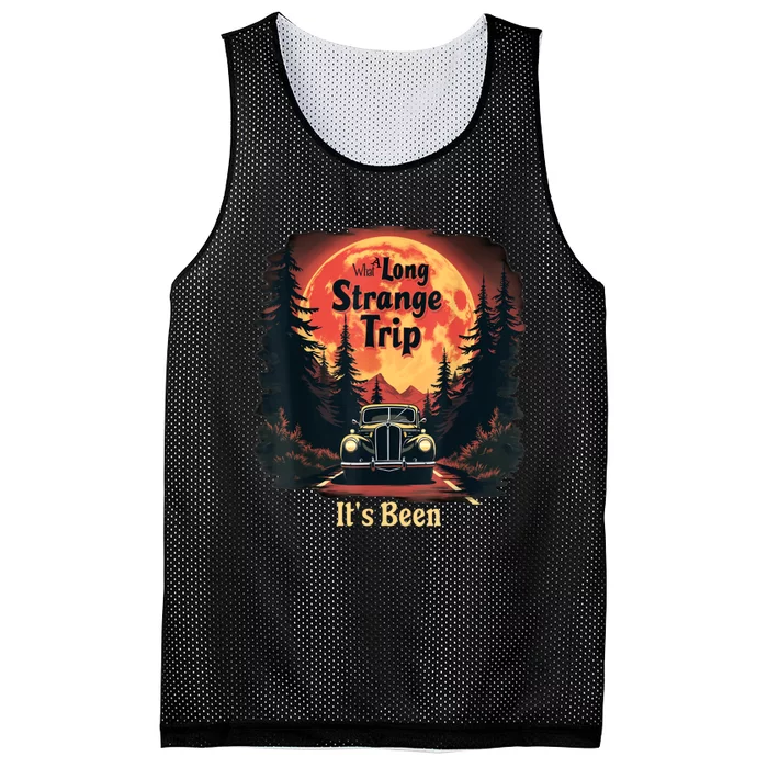 What A Long Strange Trip ItS Been 70s Hippie Camping Lover Mesh Reversible Basketball Jersey Tank