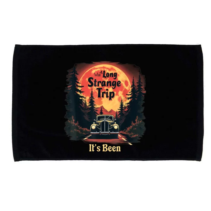 What A Long Strange Trip ItS Been 70s Hippie Camping Lover Microfiber Hand Towel