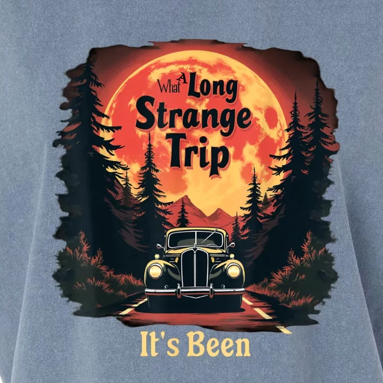 What A Long Strange Trip ItS Been 70s Hippie Camping Lover Garment-Dyed Women's Muscle Tee