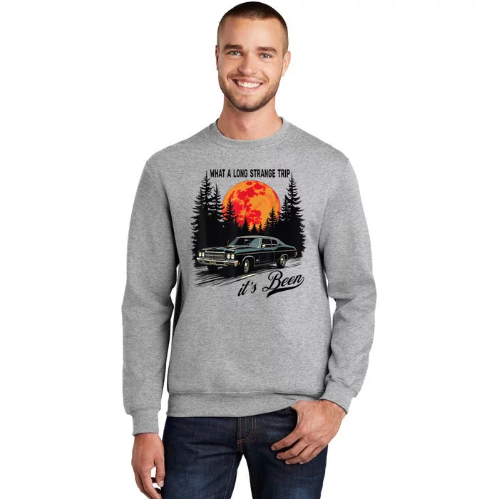 What A Long Strange Trip ItS Been 70s Hippie Camping Lover Tall Sweatshirt