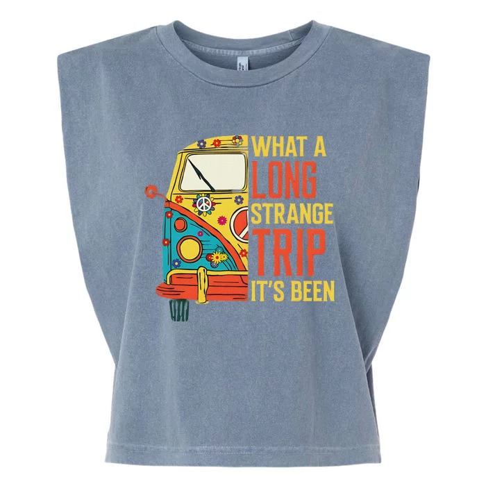 What A Long Strange Trip ItS Been 70s Hippie Camping Lover Garment-Dyed Women's Muscle Tee