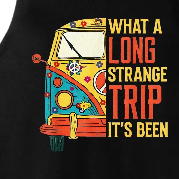 What A Long Strange Trip ItS Been 70s Hippie Camping Lover Ladies Tri-Blend Wicking Tank