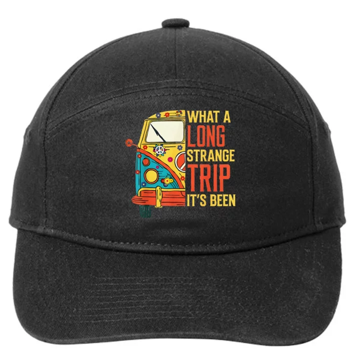 What A Long Strange Trip ItS Been 70s Hippie Camping Lover 7-Panel Snapback Hat