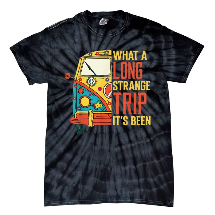 What A Long Strange Trip ItS Been 70s Hippie Camping Lover Tie-Dye T-Shirt