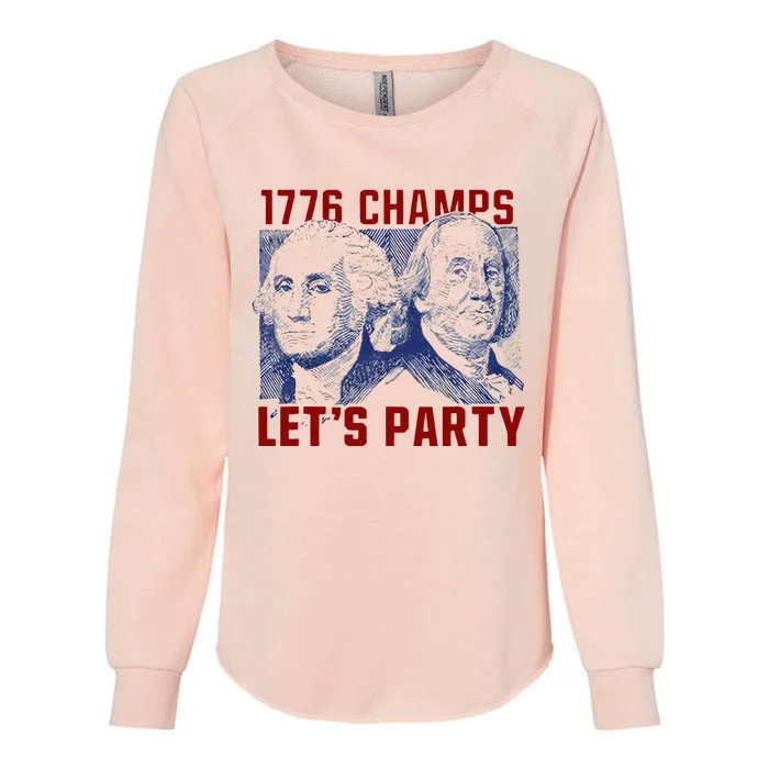 Washington And Lincoln 1776 Champs Let’s Party USA Flag Womens California Wash Sweatshirt