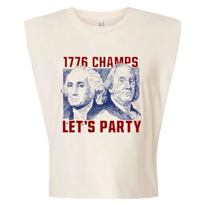 Washington And Lincoln 1776 Champs Let’s Party USA Flag Garment-Dyed Women's Muscle Tee