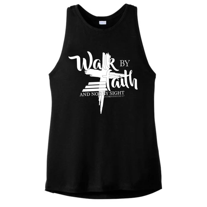 Walk By Faith Not By Sight Ladies Tri-Blend Wicking Tank