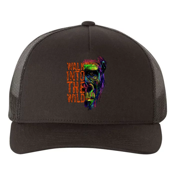 Walk Into The Wild Colorful Gorilla Yupoong Adult 5-Panel Trucker Hat