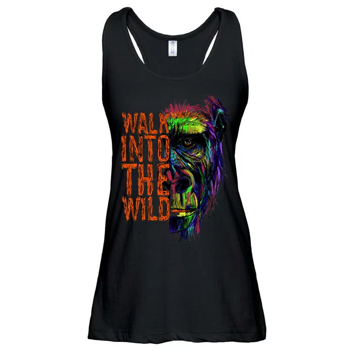 Walk Into The Wild Colorful Gorilla Ladies Essential Flowy Tank