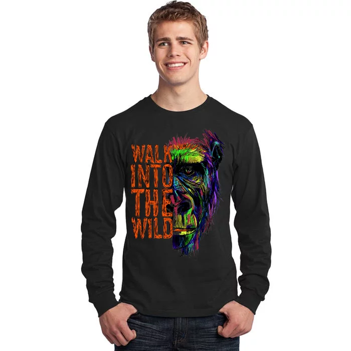 Walk Into The Wild Colorful Gorilla Tall Long Sleeve T-Shirt