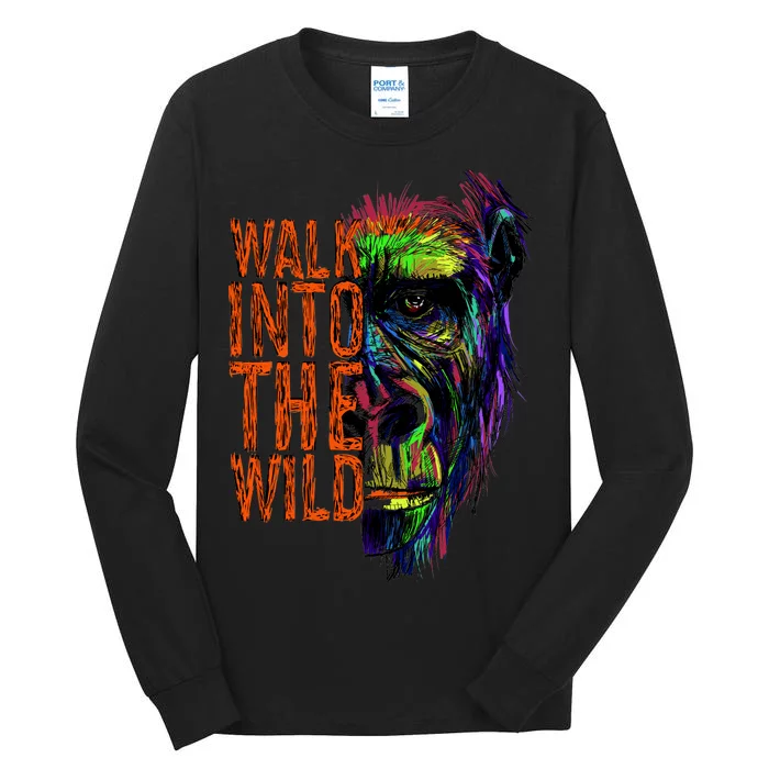 Walk Into The Wild Colorful Gorilla Tall Long Sleeve T-Shirt