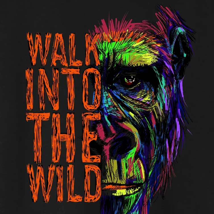 Walk Into The Wild Colorful Gorilla Women's Crop Top Tee