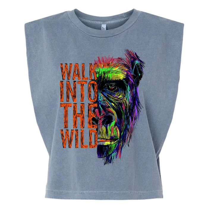 Walk Into The Wild Colorful Gorilla Garment-Dyed Women's Muscle Tee