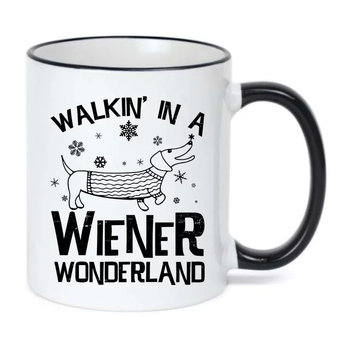 Walking In A Wiener Wonderland Funny Christmas Black Color Changing Mug