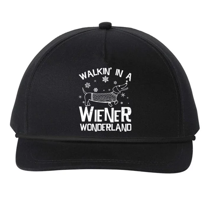 Walking In A Wiener Wonderland Funny Christmas Snapback Five-Panel Rope Hat