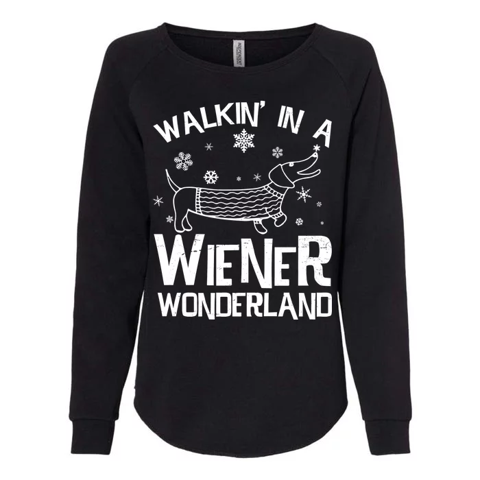 Walking In A Wiener Wonderland Funny Christmas Womens California Wash Sweatshirt