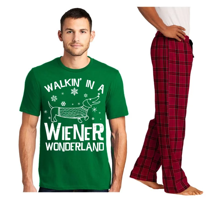 Walking In A Wiener Wonderland Funny Christmas Pajama Set