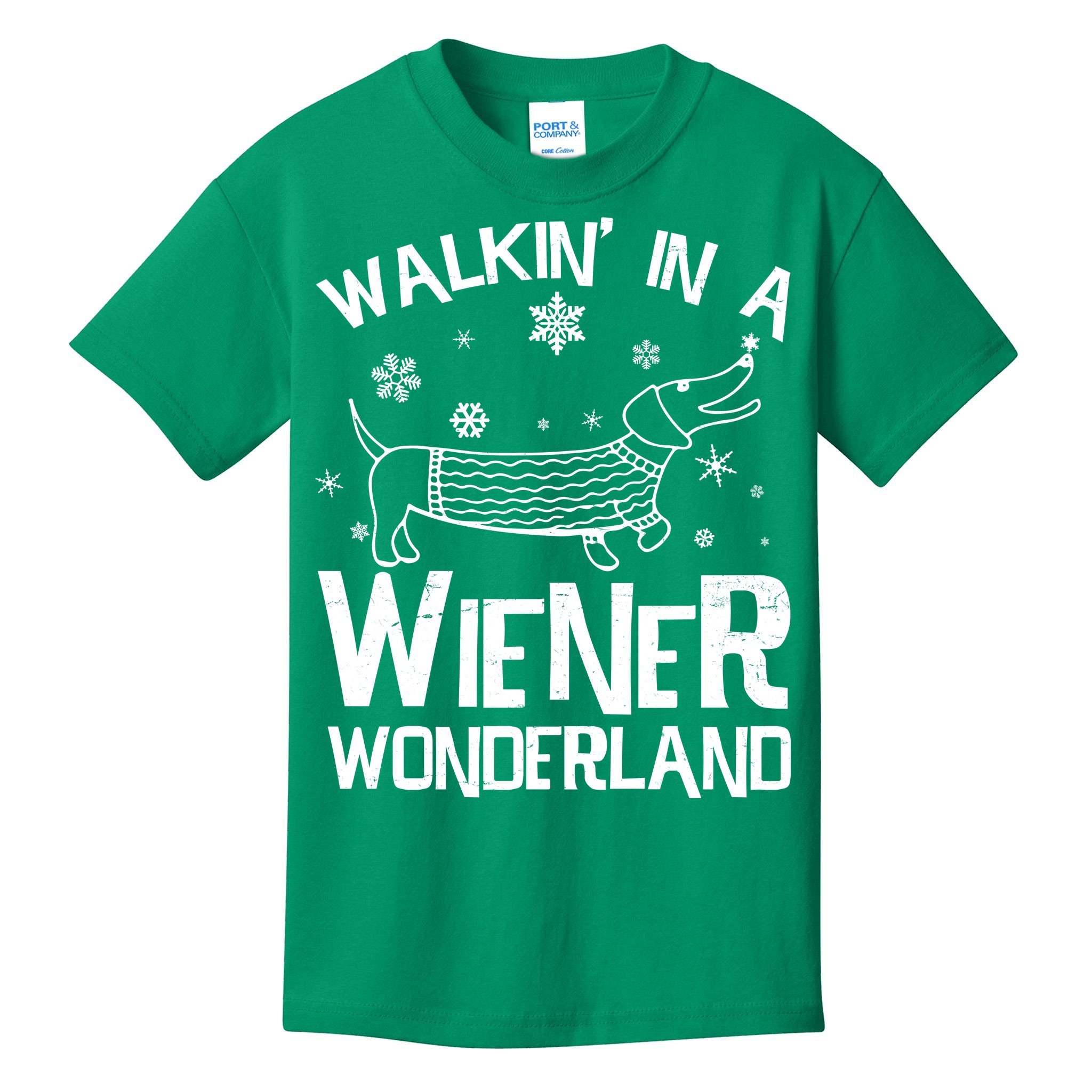 Walking In A Wiener Wonderland Funny Christmas Kids T-Shirt