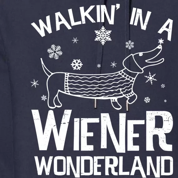 Walking In A Wiener Wonderland Funny Christmas Premium Hoodie