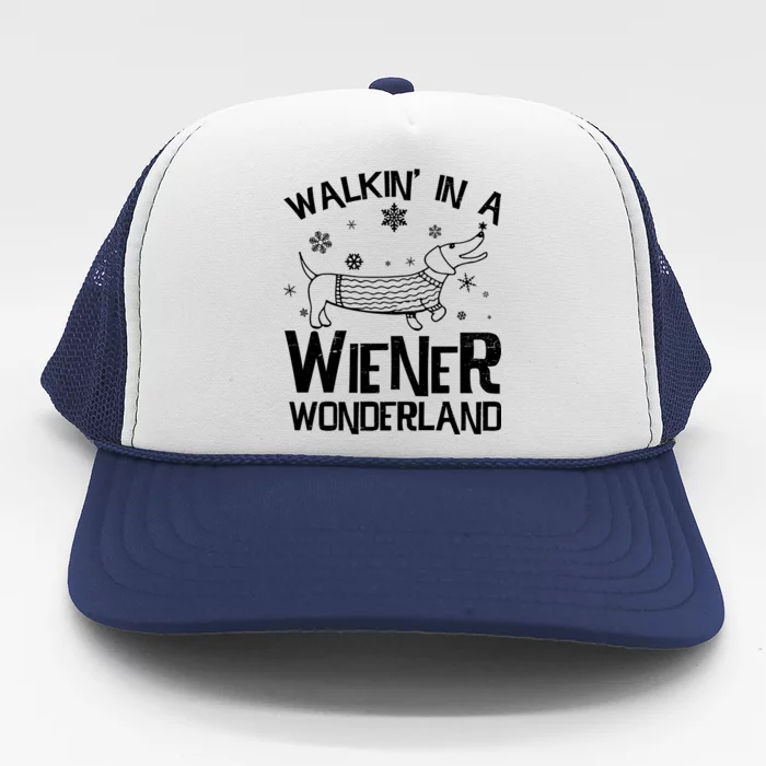 Walking In A Wiener Wonderland Funny Christmas Trucker Hat