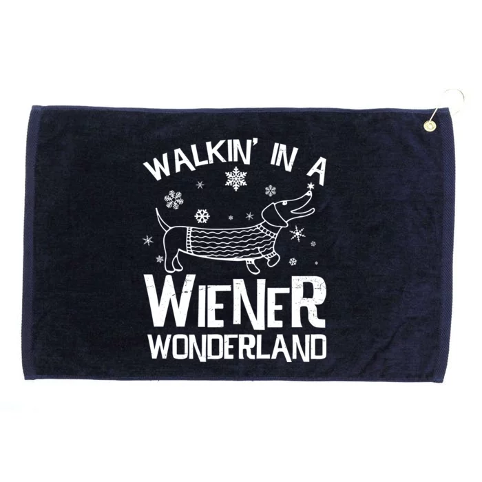 Walking In A Wiener Wonderland Funny Christmas Grommeted Golf Towel