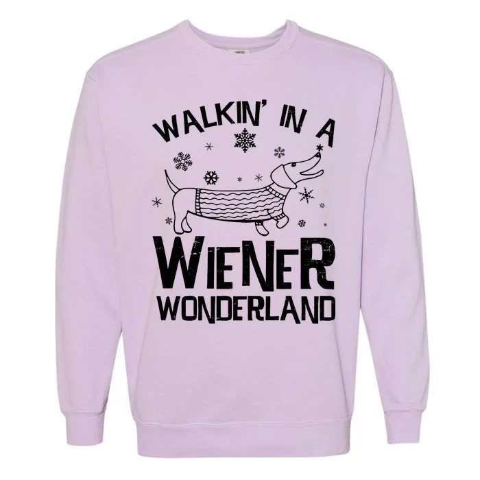 Walking In A Wiener Wonderland Funny Christmas Garment-Dyed Sweatshirt